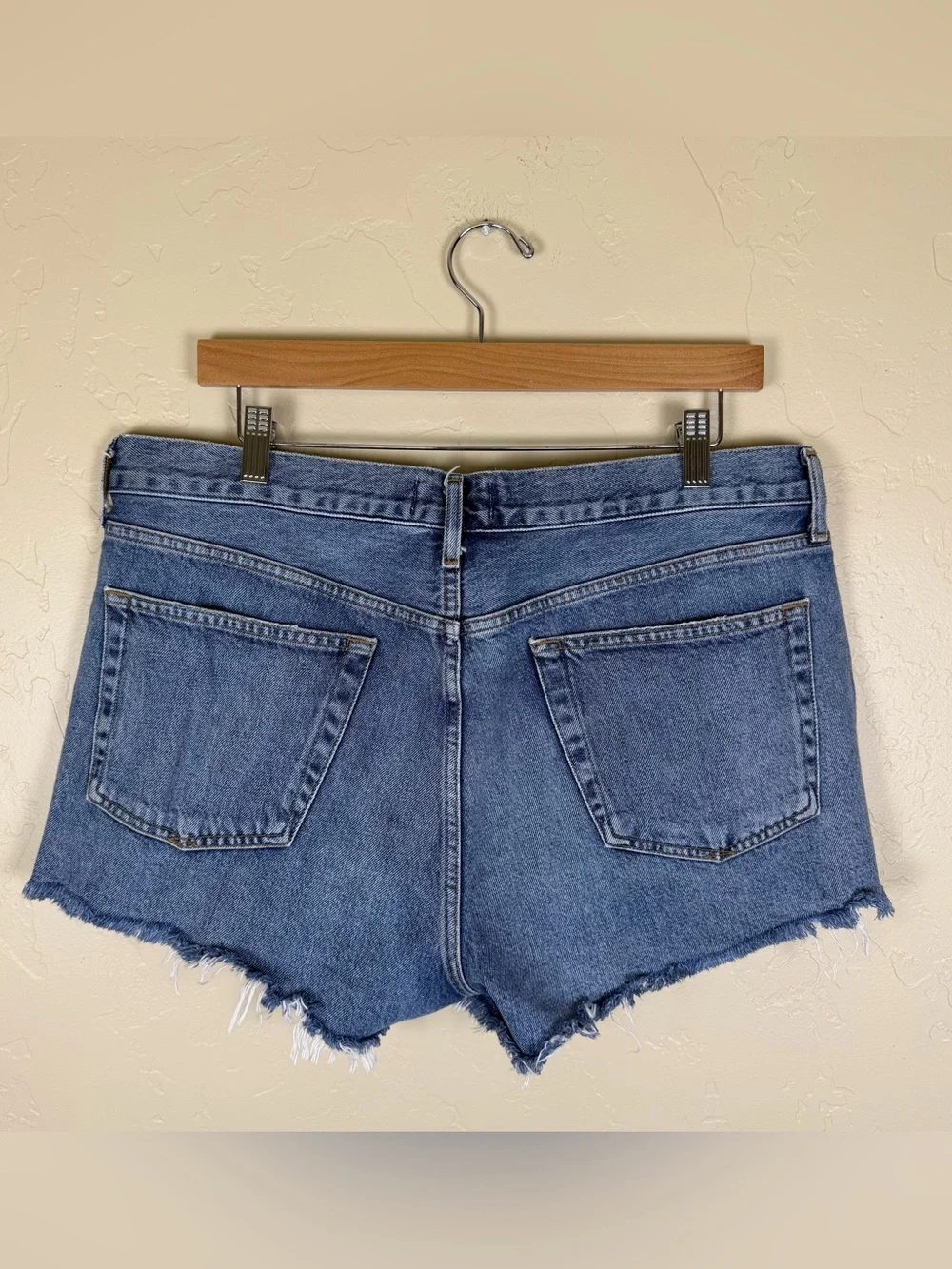 AGOLDE Parker Distressed Organic Cotton Denim Cutoff Shorts Blue Size 31